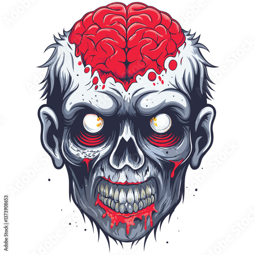 "Zombie Head Vector Illustration – Creepy Undead Artwork"