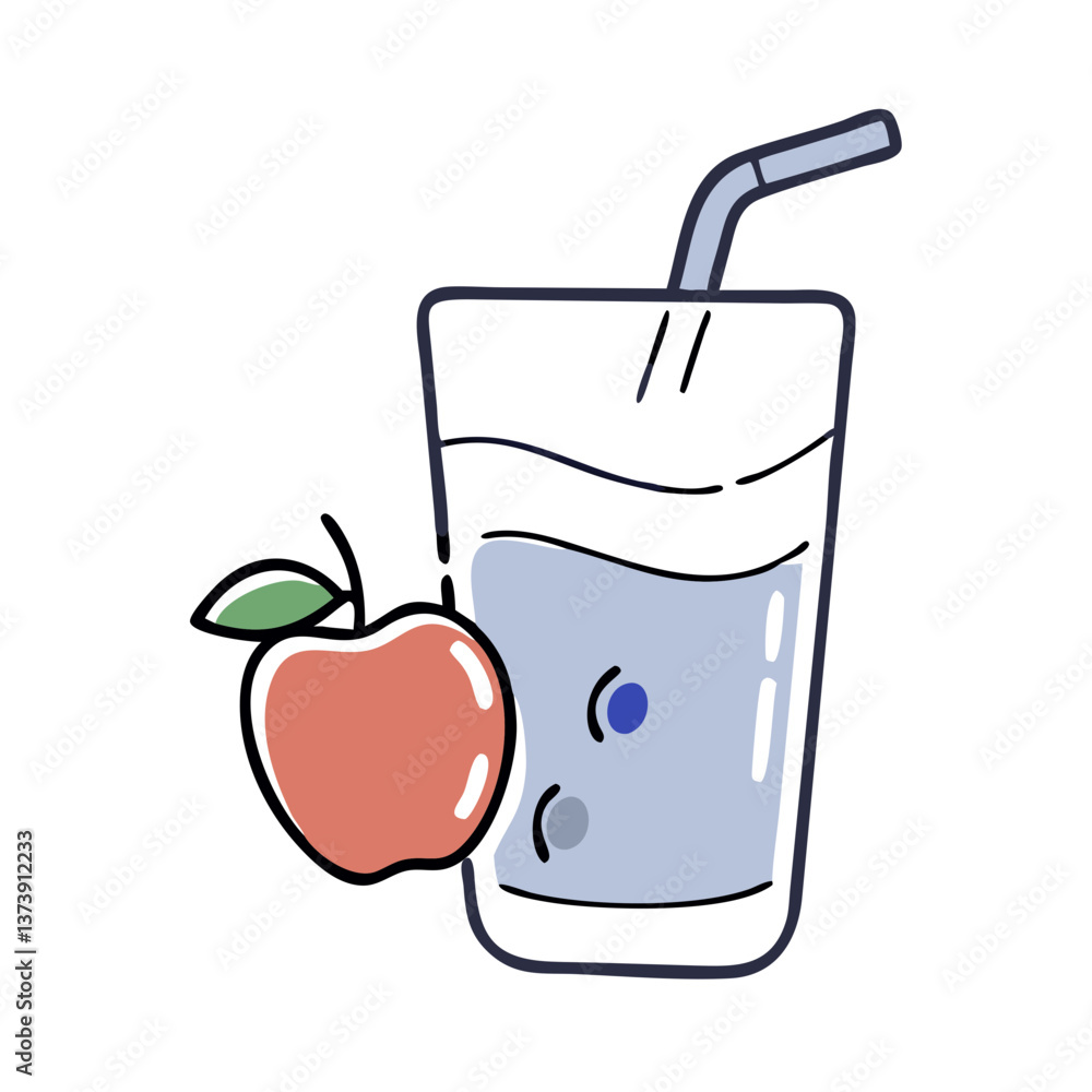 Glass of juice with apple icon in flat style Glass of juice with apple icon in flat style