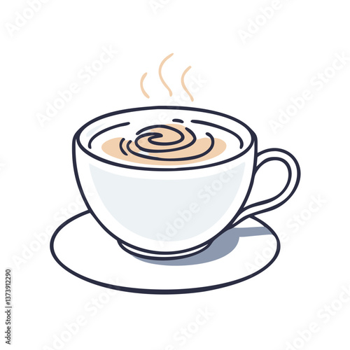 Hot coffee cup icon in flat style with muted colors