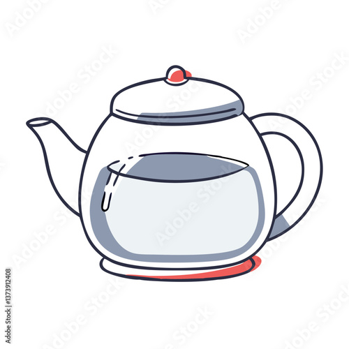 Glass teapot icon in flat style with muted colors