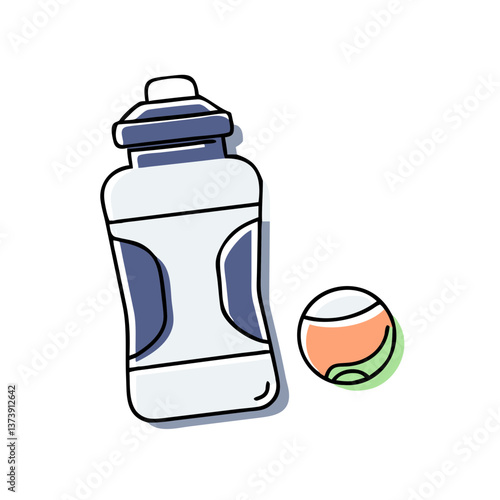 Sports water bottle with cap in flat style