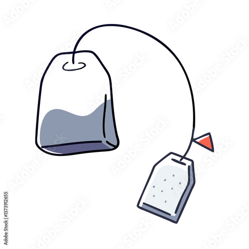 Two tea bags in flat style illustration