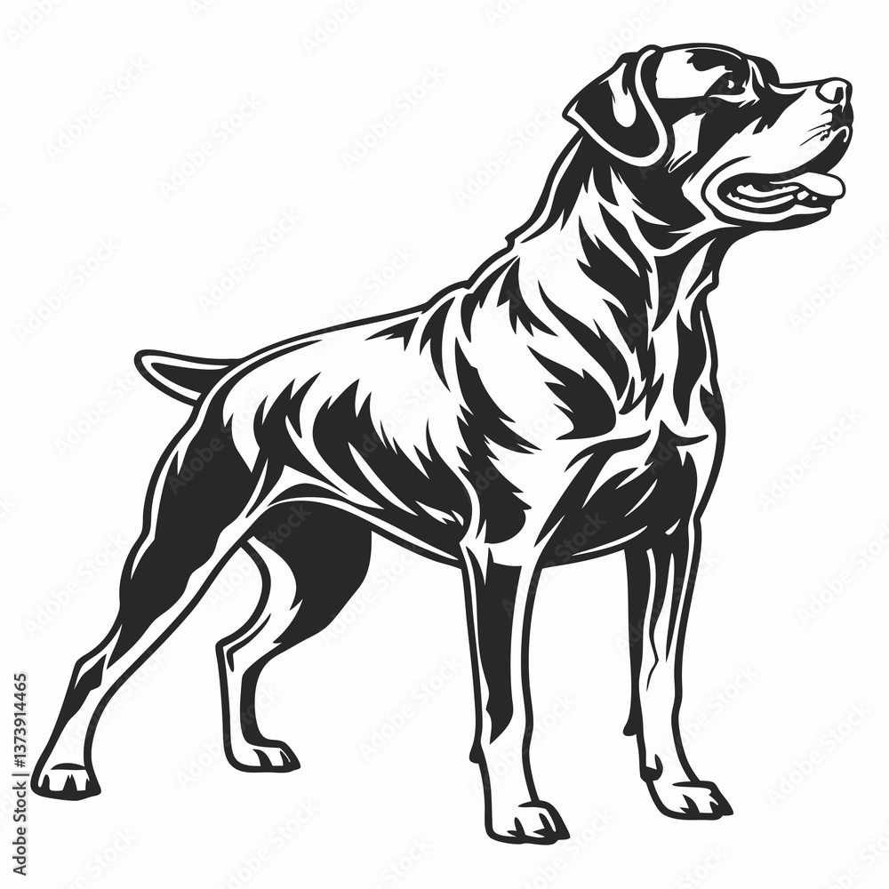 Fototapeta premium Rottweiler black silhouette icon vector