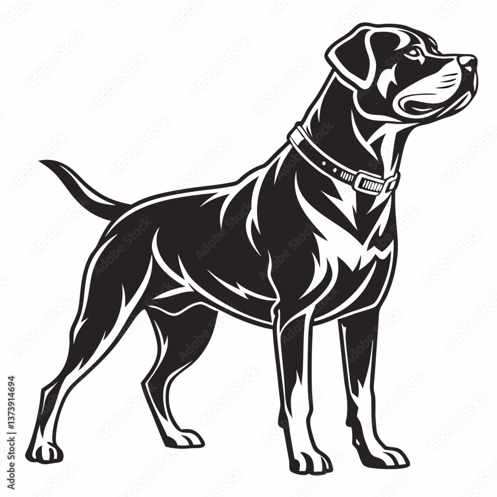 Fototapeta premium Rottweiler black silhouette icon vector