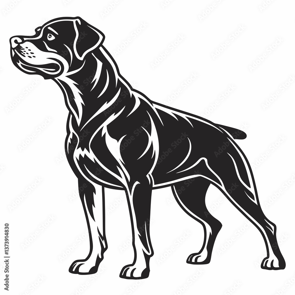 Obraz premium Rottweiler black silhouette icon vector