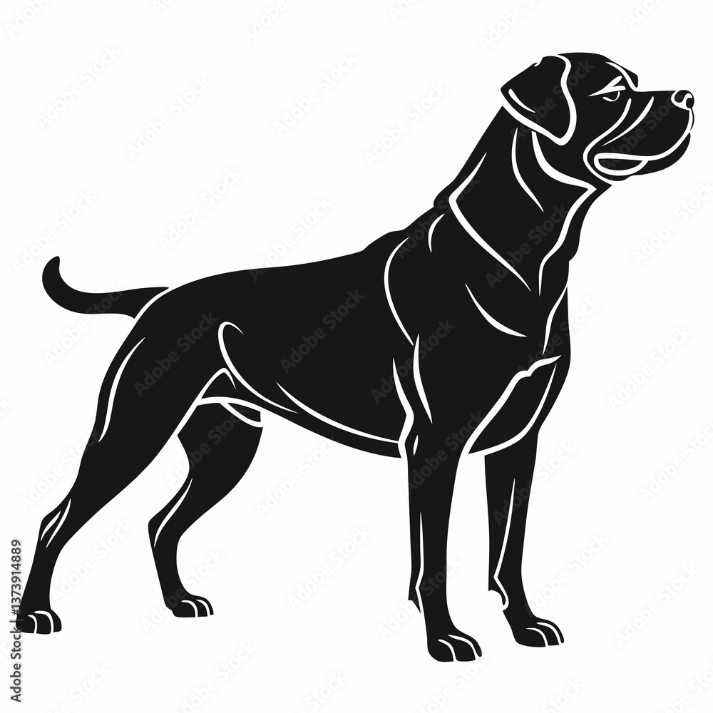 Fototapeta premium Rottweiler black silhouette icon vector