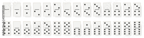 Set of domino full with shadow. Vector illustration