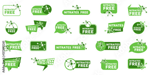 Tableau sur toile Set of green nitrate free label. Nitrate free badge collection