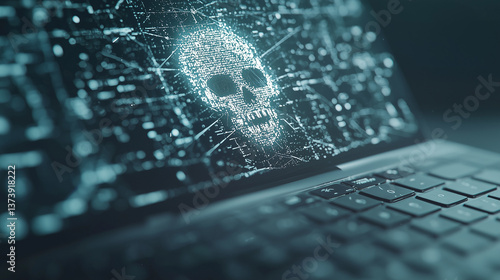Digital skull on laptop: Il...