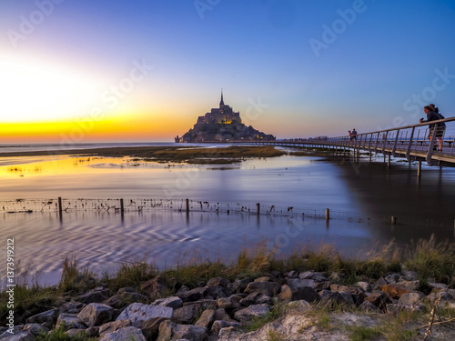 Obraz na płótnie Mont Saint-Michel, Normandie, Frankreich, Europa w salonie