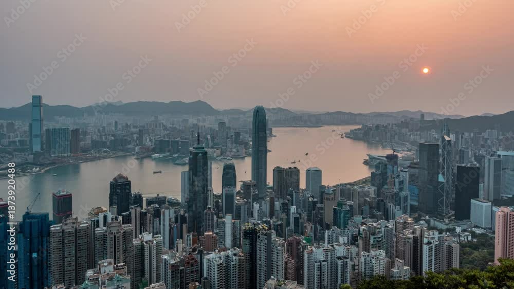 custom made wallpaper toronto digital4k Video Hong Kong City Sunrise East Timelapse Over Victoria Harbour