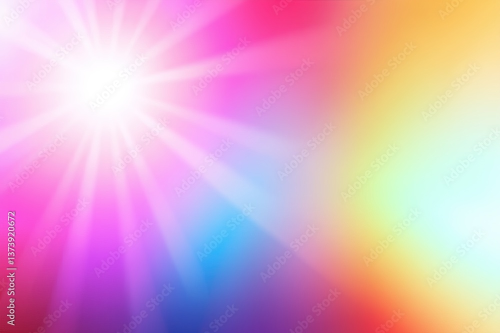 Vibrant light rays create a colorful abstract background with shades of pink, blue, and yellow during a bright day