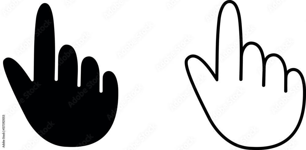 Fototapeta premium Index finger line icon, hand cursor click set, EPS10. Vector illustration on white background