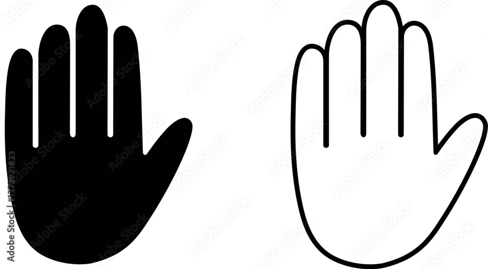 Hand line icon, stop sign set, vector EPS10. Vector illustration Hand line icon, stop sign set, vector EPS10. Vector illustration