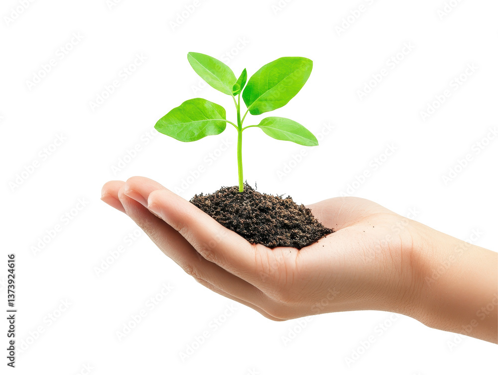 Isolated Hand Holding a Sapling Isolated Hand Holding a Sapling