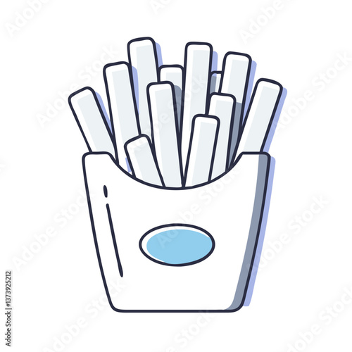 French fries in carton in flat style