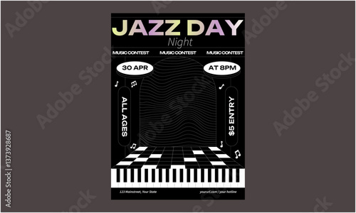 World Jazz Day Flyer. International Jazz Day Celebration. World Jazz Day background. Happy Jazz Day. April 30. Cartoon Vector illustration design for Poster, Banner, Flyer, Greeting, Card, Cover, Post