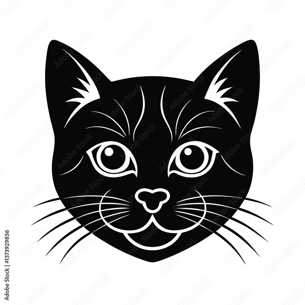 black and white cat head vector silhouette black and white cat head vector silhouette