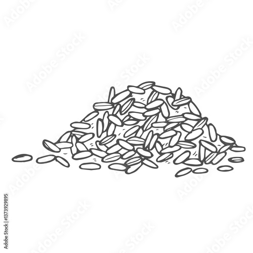 Bunch of Wheat Grains Vector hand drawn illustration. Barley pile sketch drawing.