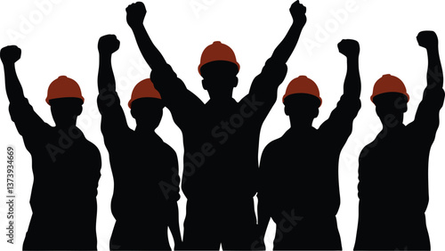 Workers Protest Silhouette - Unity, Labor Rights, and Revolution Symbol