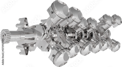 Obraz na płótnie v12 crankshaft assembly automotive isolated engine part car w salonie