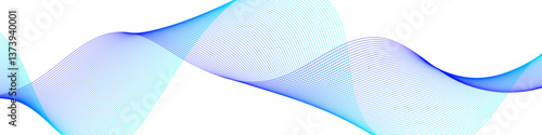 Complex abstract wave lines in blue gradient. Fluid flowing digital motion on transparent background. Vector EPS 10