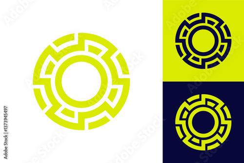 Circle Logo with Geometric Labyrinth Pattern