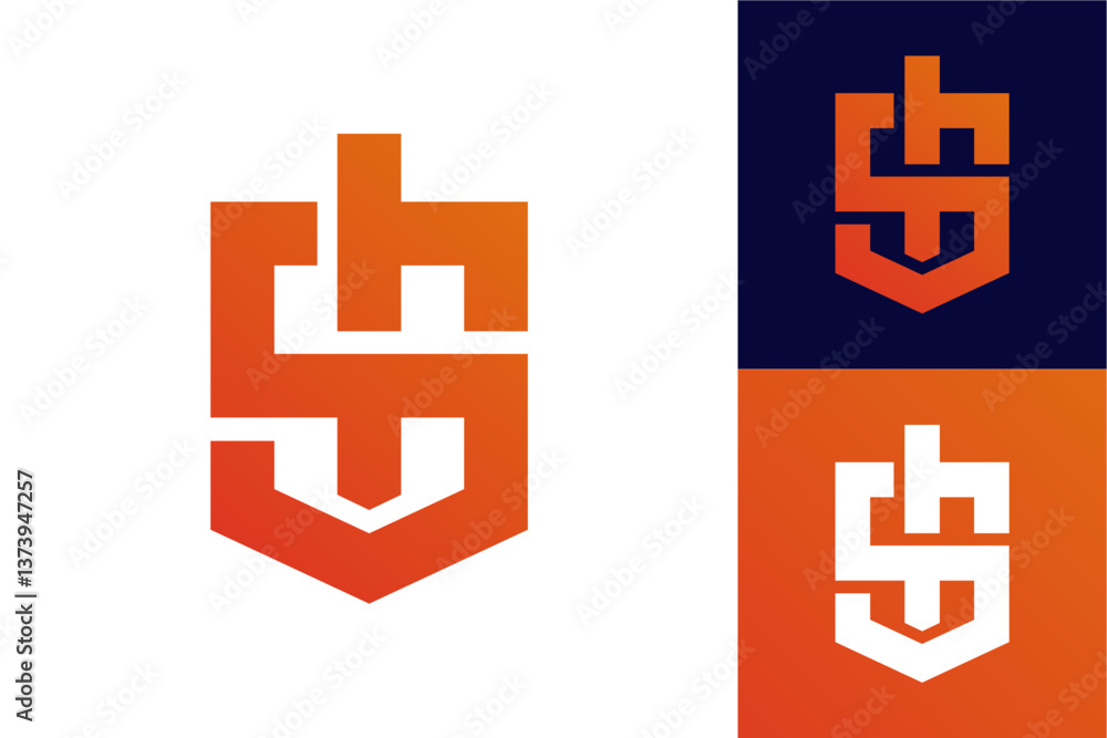 Fototapeta premium GS Letter Logo Shield Concept