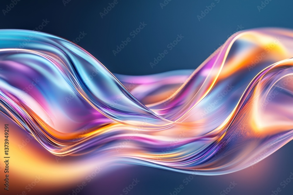 Abstract flowing wave design with iridescent colors creating a sense of movement and visual interest. Abstract flowing wave design with iridescent colors creating a sense of movement and visual interest.