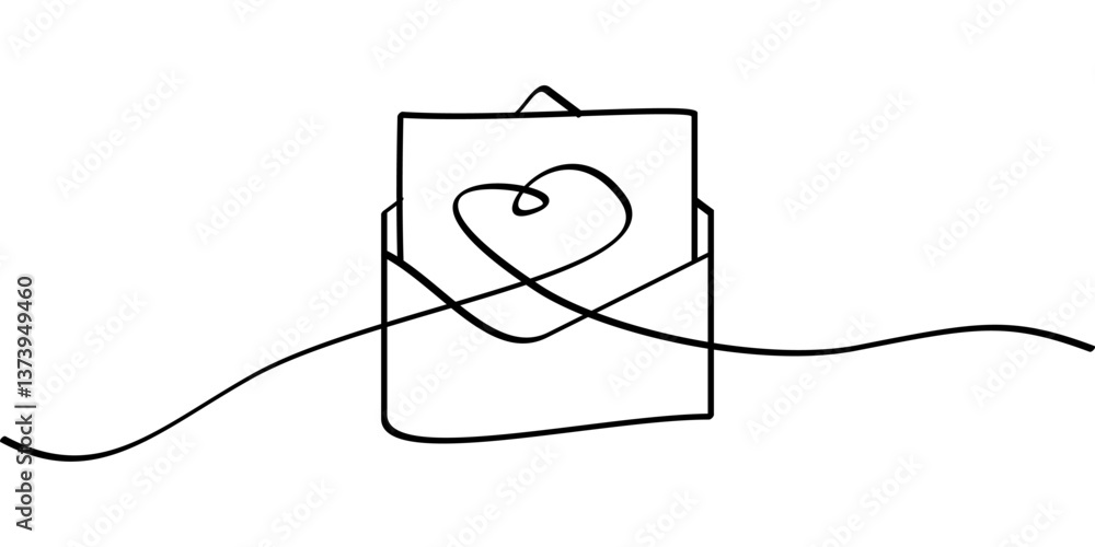 continuous line drawing symbol of love message. abstract line art illustration continuous line drawing symbol of love message. abstract line art illustration