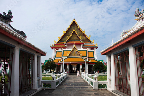 Wallpaper Mural Ancient ordination hall and antique ubosot for thai people traveler travel visit respect praying blessing wish holy buddha in Wat Kalayanamit Woramahawihan Temple on March 9, 2025 in Bangkok, Thailand Torontodigital.ca