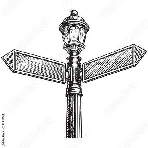 street sign engraving vector illustration