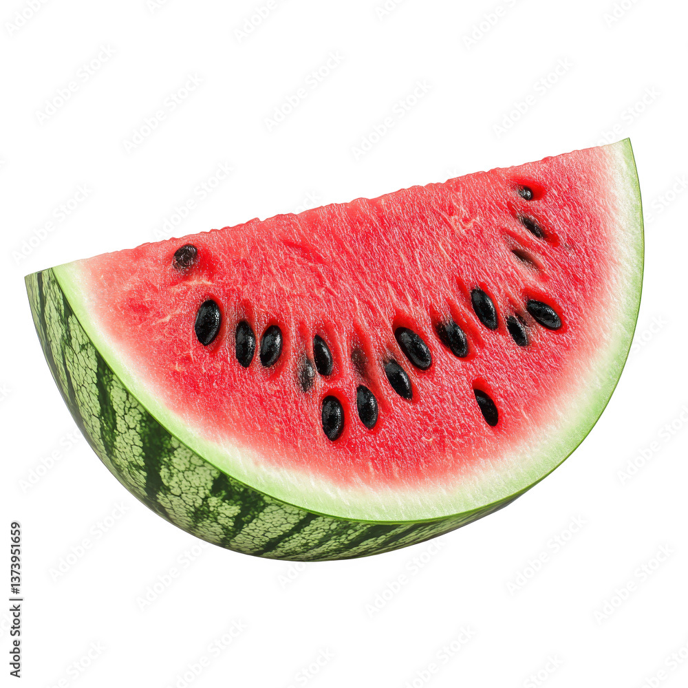 Fresh watermelon slice with vibrant red flesh Fresh watermelon slice with vibrant red flesh