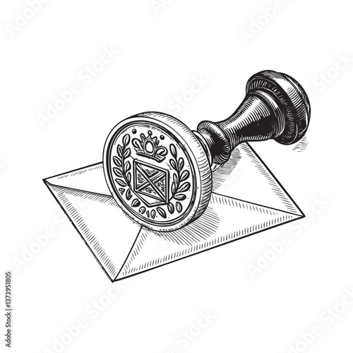 envelope stamp engraving vector illustration