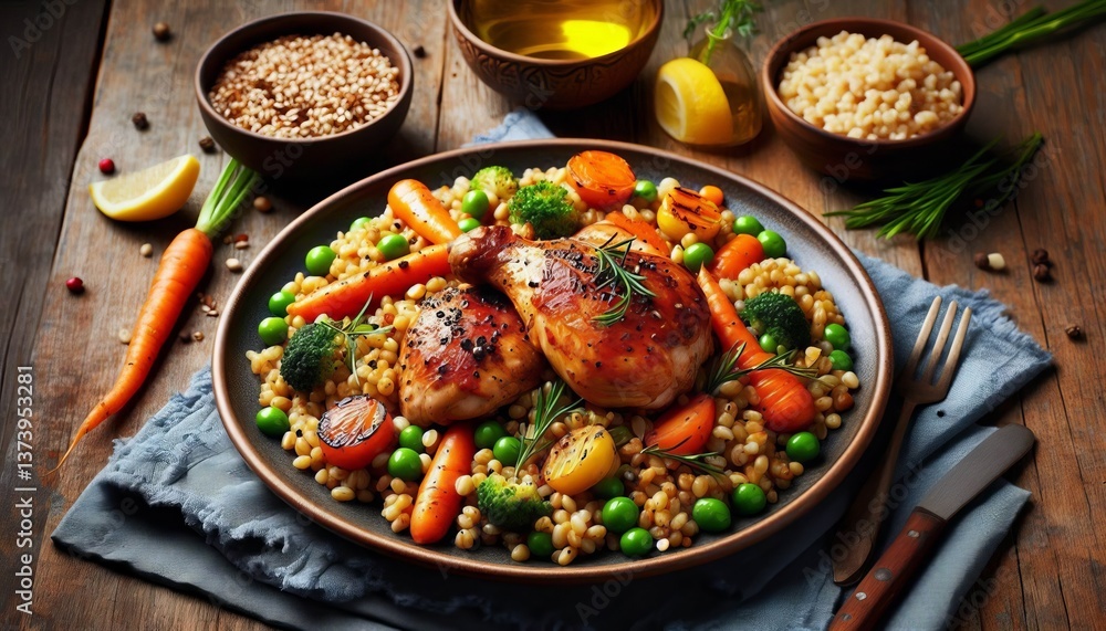 Grilled Chicken Thighs with Barley and Carrots-2 Grilled Chicken Thighs with Barley and Carrots-2