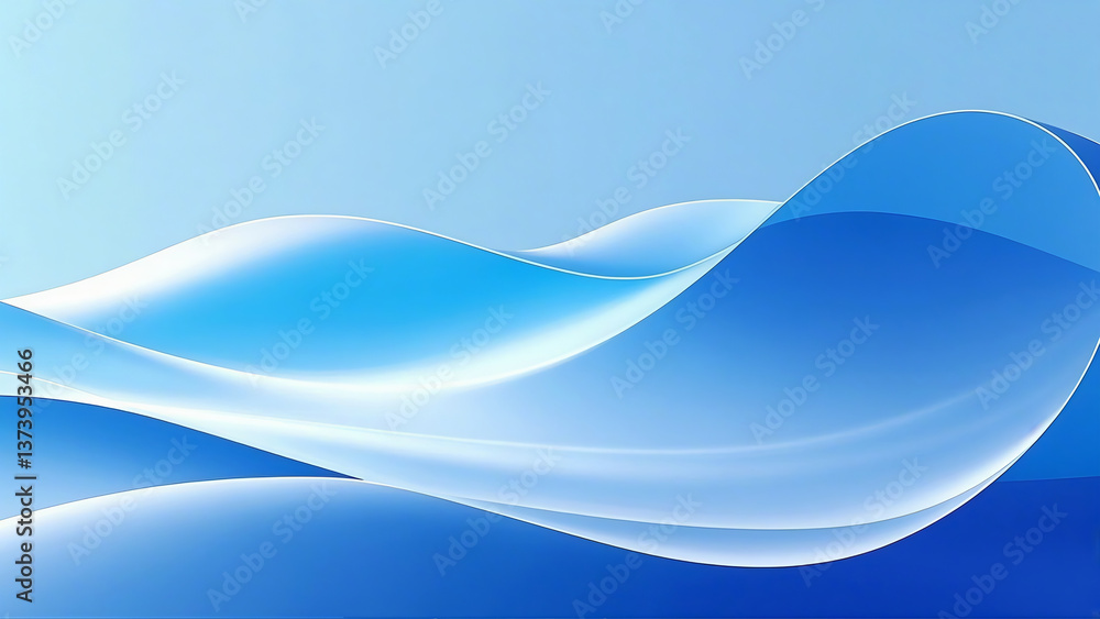 Obraz premium Soft blue waves flow in an abstract vector pattern