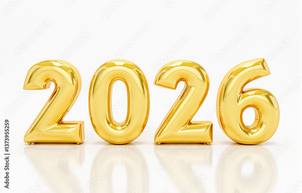 Golden numbers 2026 with festive design isolated on white background for new year web banner celebration holiday decoration and bright seasonal greeting. 3d rendering Golden numbers 2026 with festive design isolated on white background for new year web banner celebration holiday decoration and bright seasonal greeting. 3d rendering