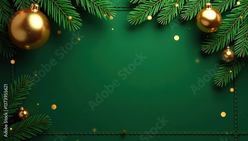 Elegant Christmas background with green and golden decorations, ideal for holiday designs, luxury festive backdrop,  backdrop,  dark