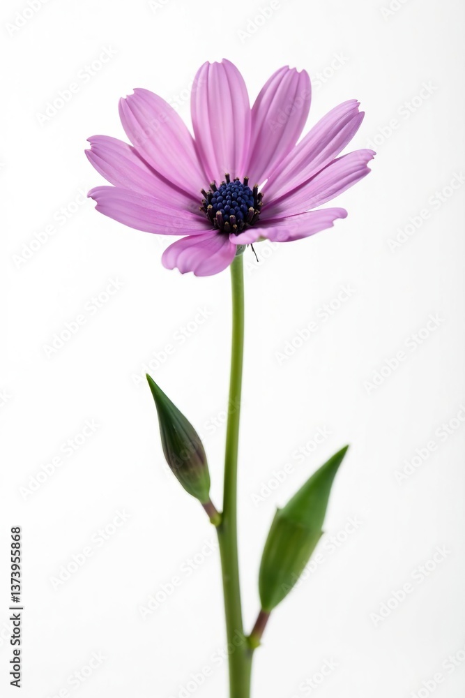 Close-up shot of a beautiful flax flower isolated on a white background, delicate, botany Close-up shot of a beautiful flax flower isolated on a white background, delicate, botany