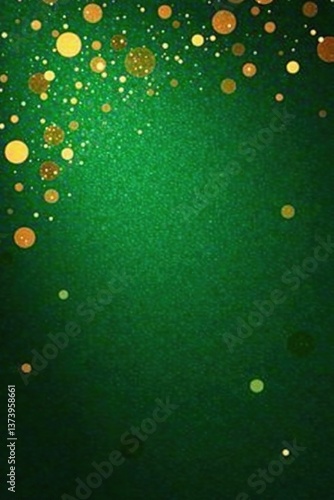 Green textured background with glittering golden bokeh lights, perfect for festive or luxurious designs,  bokeh,  luxurious