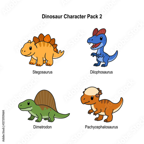 Dinosaur Pack 2 Stegosaurus Dilophosaurus Dimetrodon Pachycephalosaurus