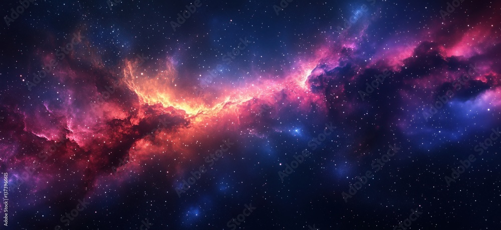 Stunning cosmic nebula with vibrant colors and starry background in deep space Stunning cosmic nebula with vibrant colors and starry background in deep space