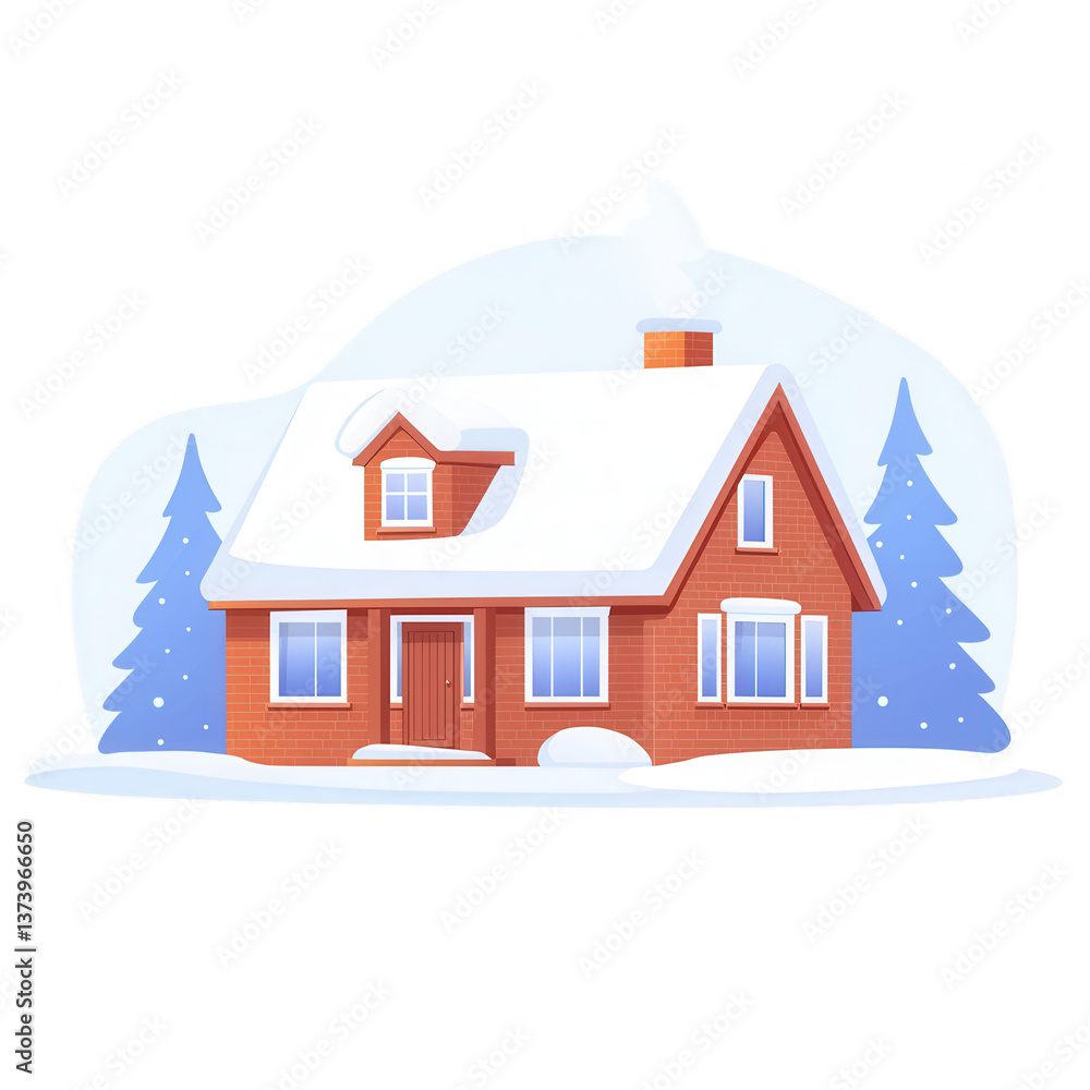 Charming winter house surrounded by snow-covered trees, featuring a classic red brick design, perfect for holiday themes and cozy atmospheres. Charming winter house surrounded by snow-covered trees, featuring a classic red brick design, perfect for holiday themes and cozy atmospheres.