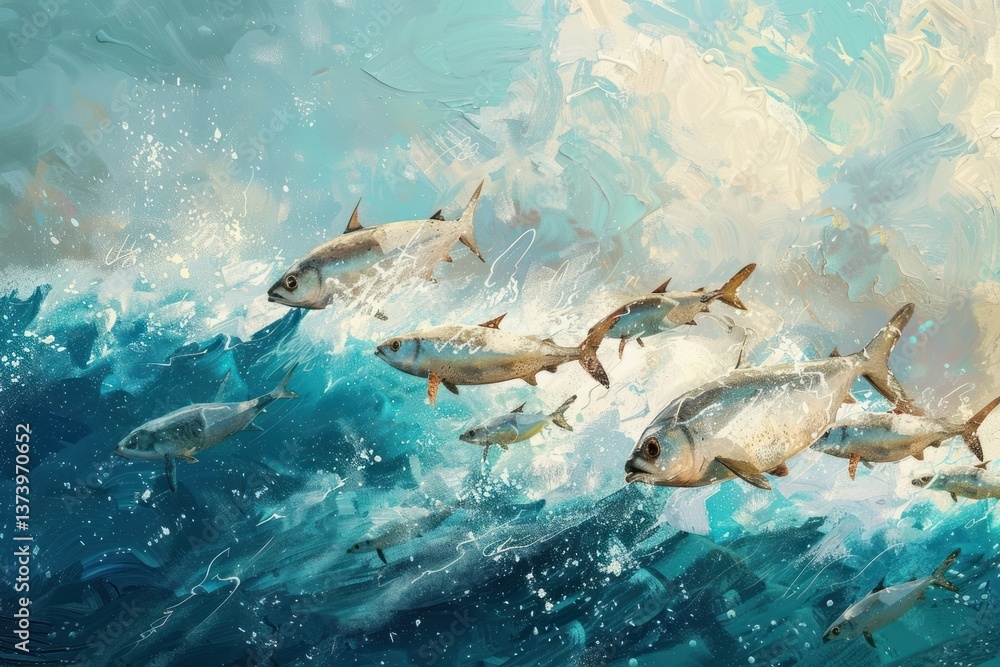 Obraz premium Fish jumping from the sea outdoors nature animal.