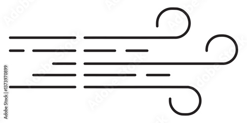 Set wind blow line icon. Blowing wind outline icons. Windy weather symbol, logo - vector. EPS 10.