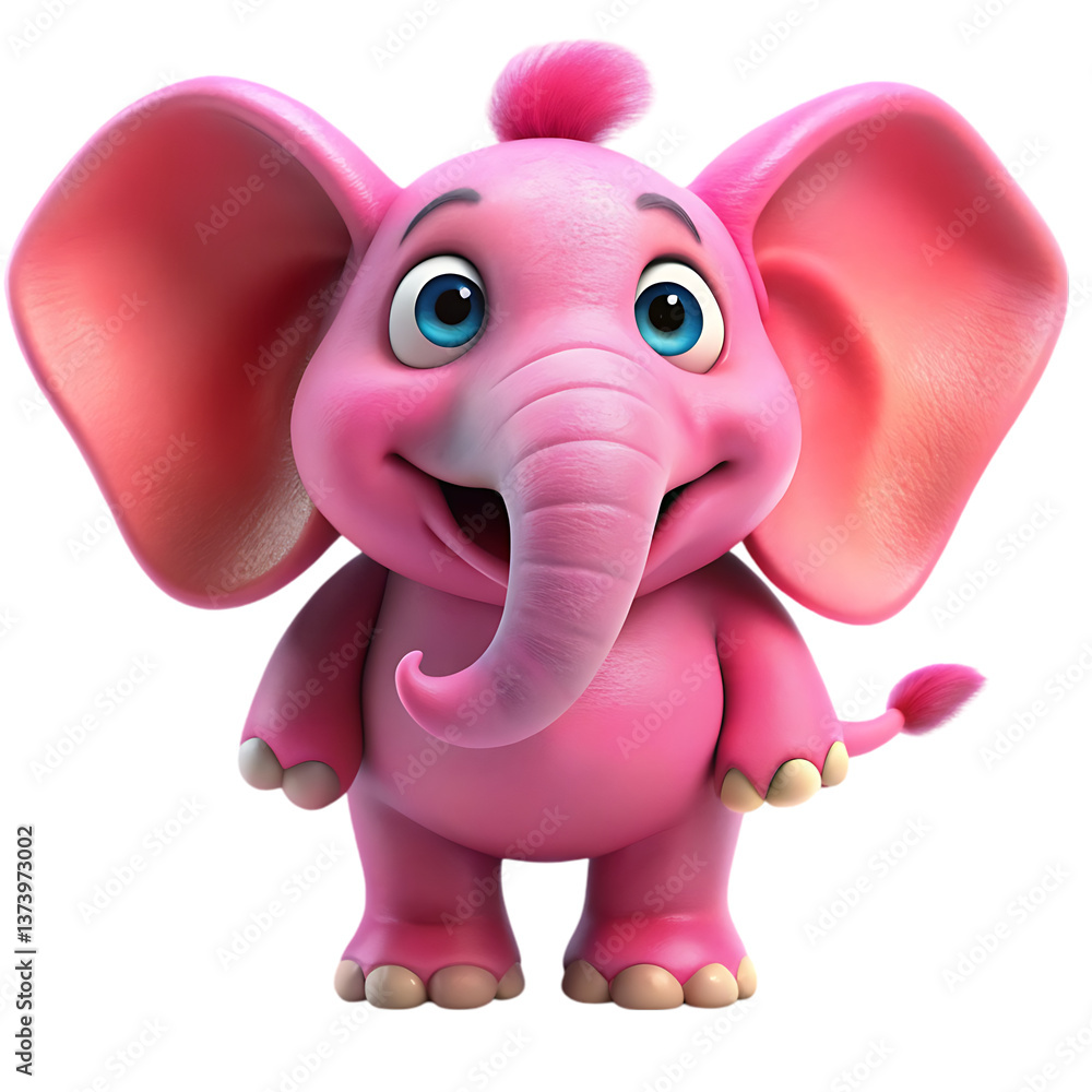 Fototapeta premium Cute Pink Elephant Cartoon Image