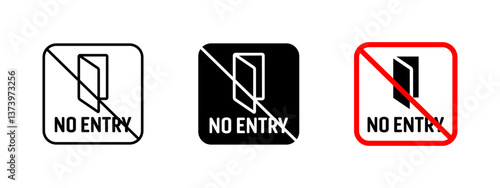 No entry icon. Restricted access vector illustration. Prohibited area sign for security enforcement. Warning symbol used to indicate restricted zones, private property and controlled access areas.