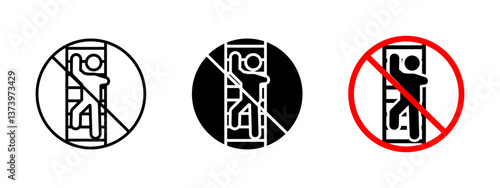 Ladder climbing icon. Prohibited ladder use vector illustration. Safety warning sign for preventing falls and injuries in construction sites. Hazard caution symbol for restricted access areas.