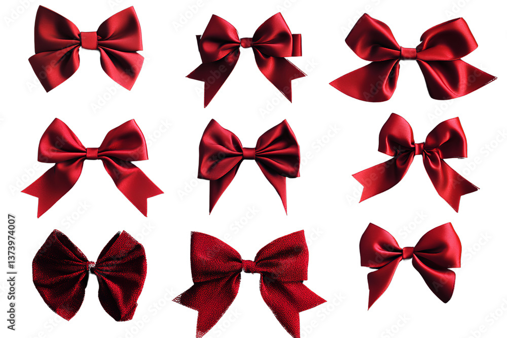 Set of red bows isolated on a transparent background Set of red bows isolated on a transparent background