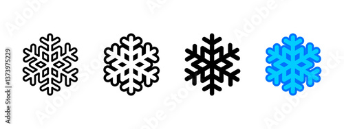 Snowflake icon. Frosty winter symbol. Ice frost vector illustration. Icy crystal sign representing cold weather, frozen conditions and season climate.